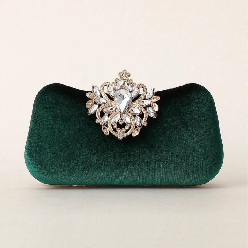 Luxury Bags Collection - Bolso de mano de terciopelo verde