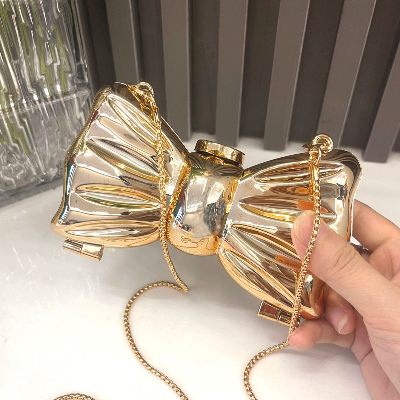 Luxury Bags Collection - Bolso de noche dorado, monederos y